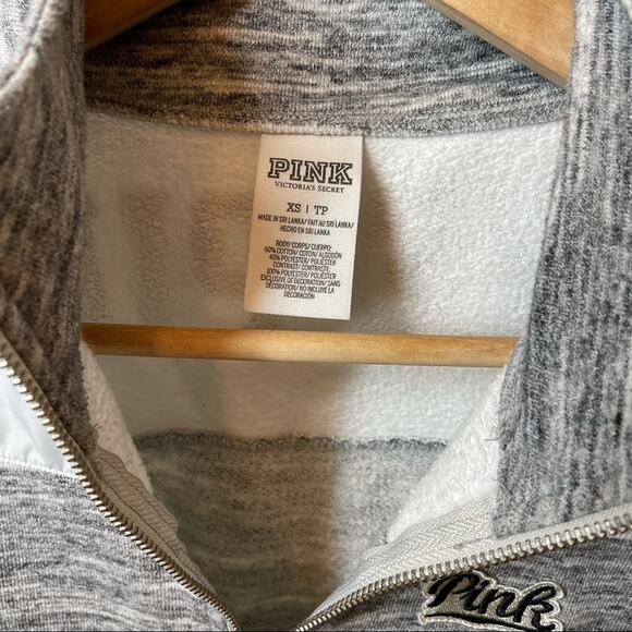 PINK Victoria’s Secret Gray 1/2 Zip Sweatshirt XS Womens Love Pink - Picture 5 of 6